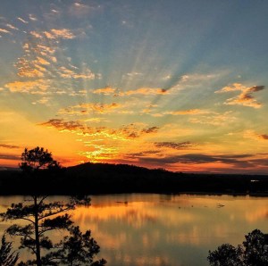 Sunset over the Arkansas River at Cadron Settlement Park (photo by Jerry Boyer)